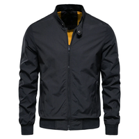Blouson Bomber Homme Nouveau Style Coréen Américain Décontracté à Col Montant, Tailles M-5XL, Fermeture Éclair, Printemps, Polyester, Coupe Ajustée, Coupe-Vent