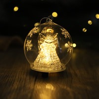 Boule de Noël en verre soufflé à la main avec motif flocon de neige, ornement décoratif à suspendre pour sapin de Noël, en fil de verre LED, fourni directement par l'usine