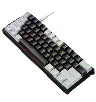 LEAVEN K620 Keyboard Gaming Mini USB 60% Kabel RGB 61 Tombol Mekanik Ringkas dengan Switch Kustom PCB