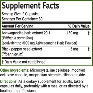 ผง Ashwagandha อินทรีย์120แคปซูล Ashwagandha อินทรีย์บริสุทธิ์และสารสกัดจากราก-เพิ่มอารมณ์บรรเทาความเครียด - Product Image 3
