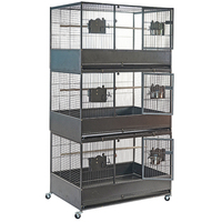 Jaula de Metal y Acero de 3 Niveles Extra Grande para Pájaros (61x93x186.7cm) con Ruedas, Jaula de Cría para Mascotas, Diseño con Estampado Animal, Embalaje en Caja