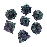 Ensemble de dés métalliques DND personnalisés en 7 pièces, écologiques, à angle droit, avec design de grille colorée, polyédriques solides, pour jeux de société D&D