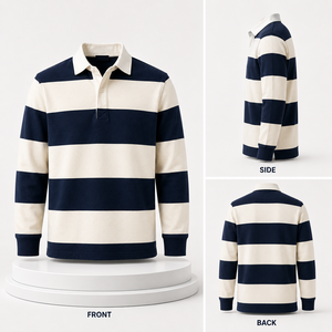 Camiseta de Rugby Personalizada para Hombre, OEM ODM, Logotipo Bordado, Manga Larga, Cuello en Contraste, Ropa Deportiva Resistente - Product Image 2