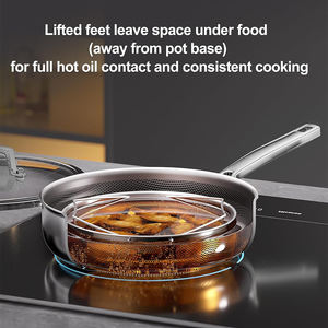 Sartén y Cacerola Profunda de Acero Inoxidable Triple con Revestimiento Antiadherente de Titanio de Lujo, con Tapa de Vidrio para Cocina de Inducción - Product Image 5