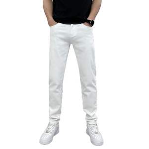 2025 pantalons décontractés de printemps pour hommes blanc et <span class=keywords><strong>noir</strong></span> jean chic lâche et polyvalent conception droite tissu Denim avec lavage moyen - Product Image 5