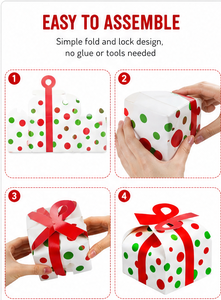 Custom Polka Dot <b>Christmas</b> Paper Gift <b>Box</b> with Ribbon Bow Handle Curve Foldable Small Candy Packaging for Holiday Wholesale - Product Image 4