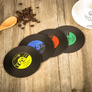 Factory Office Hotel Wasserdichte Retro Record Cup Matte Runde Vinyls cheibe Weiche PVC Untersetzer