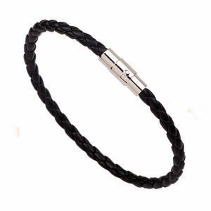 Bracelet en cuir tressé de 4 mm d'épaisseur avec boucle magnétique, bijou unisexe, cadeau - Product Image 1