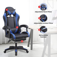 Chaise de bureau gamer de haute qualité, chaise de bureau à dossier haut avec repose-pieds, chaise de jeu ergonomique