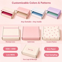 Boîte d'expédition personnalisée bicolore avec impression intérieure, faible MOQ, boîte en carton ondulé rose et blanc pour l'emballage de marque