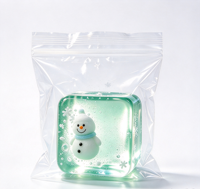 Jouet à presser carré transparent multicolore en TPR de 5,5 cm avec figurine de Père Noël flocon de neige, thème de Noël, bloc anti-stress