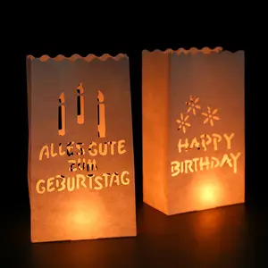 Wholesale Hollow Out Birthday Party Decoration Lantern Fire Resistant Candle Paper Bag