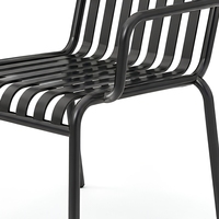Chaise de salle à manger d'extérieur moderne en alliage d'aluminium noir léger, fauteuil de jardin à lattes confortable et écologique pour villa et parc