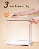 ROBOTIME Vitrine de présentation en acrylique transparent anti-poussière à 6 étagères avec finition brillante et base blanche, support de table, organisateur en forme de cube