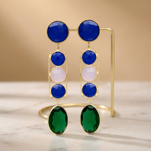Pendientes Colgantes de Plata Hechos a Mano con Piedras Preciosas, Chapados en Oro, Estilo Étnico Bohemio, para Compromiso, a la Moda - Product Image 3