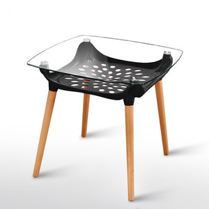 Tavolo di vetro gambe quadrate in legno caffè tavolini da salotto a casa tavoli bassi Pour La Maison Salon - Product Image 1