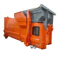 Camion benne à ordures diesel manuel 4x2 avec système de levage à crochet, compacteur, bac de collecte déchets, composants moteur et boîte de vitesses