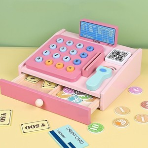 <span class=keywords><strong>Caisse</strong></span> <span class=keywords><strong>enregistreuse</strong></span> <span class=keywords><strong>en</strong></span> <span class=keywords><strong>bois</strong></span> avec scanner, jeu de simulation d'argent et de cartes, jeu cognitif numérique, caissier préscolaire, jouets d'imitation pour enfants, garçons et filles - Product Image 6