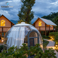 Maison bulle hémisphérique moderne en PC transparent résistant aux UV pour camping extérieur, installation facile, hôtel ciel étoilé, salle à manger 1
