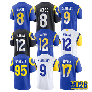 Maillot de football Puka Nacua style tendance 2026 pour hommes, brodé, Myles Garrett, Matthew Stafford, Davante Adams, Jared Verse, tailles S-3XL - Product Image 1