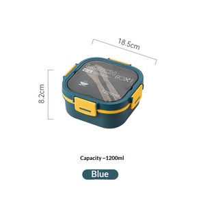 Double Layer PP <b>Plastic</b> Salad Bento <b>Box</b>, Microwavable Divided Food Container for Office Workers Picnic & Weight Loss Meal Prep - Product Image 5