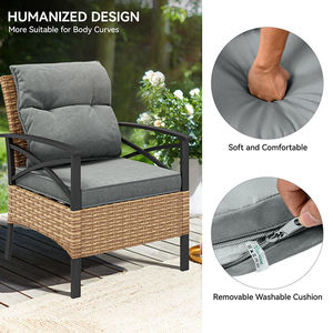 Dwoo أفضل بائع حديقة وحدات محادثة الفناء أريكة كرسي الفناء الخلفي 4 قطع أثاث الفناء مجموعة الخوص - Product Image 3