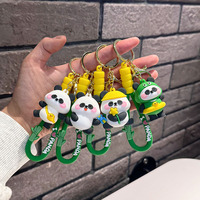 Porte-clés en PVC Panda de dessin animé, petit pendentif créatif, figurine mignonne 8-10cm, anti-stress, cadeau d'entreprise et de centre commercial, vente en gros
