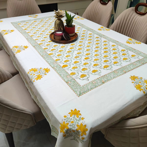 White Yellow Floral Tablecloth Cotton Printed <b>Dining</b> <b>Table</b> Cover Decorative <b>Table</b> Linen Kitchen <b>Dining</b> Washable Cover - Product Image 1