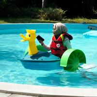 Bateau aquatique commercial moyen QIQU 127 cm en PE vierge, motif dessin animé, pour location en parc et piscine, à propulsion manuelle