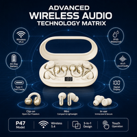 Casque de jeu TWS à clip d'oreille avec six puces JL, réduction de bruit ANC et ENC, son stéréo HiFi, basses améliorées, lampe torche, étanche et contrôle tactile