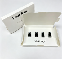 Boîte d'échantillons de parfum blanche minimaliste personnalisée avec plateau intérieur pour flacons vaporisateurs de voyage de 5 ml et 3 ml, impression de votre logo personnalisée
