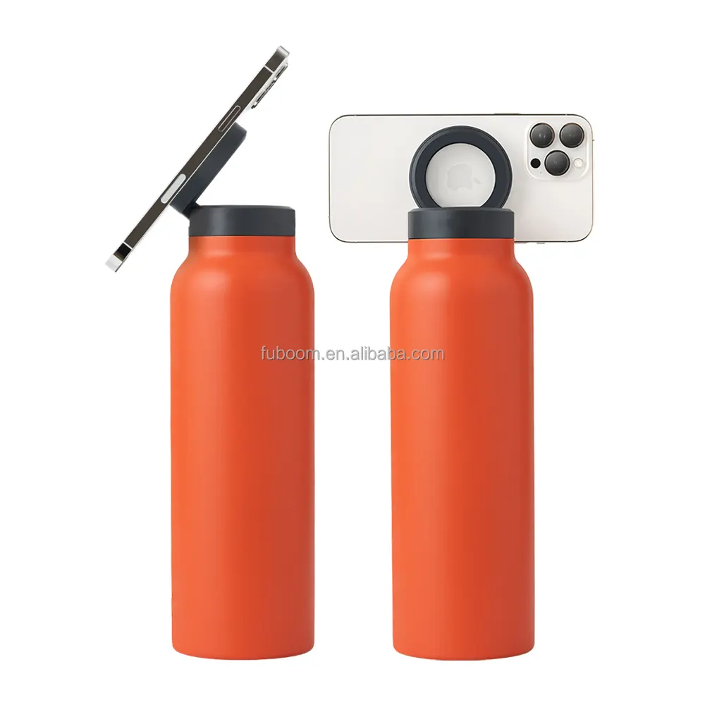 2024 New Products Magsafe Wide Mouth Water Bottle Insulated Vacuum Flasks Magnet Bottle with 3 In 1 Tripod Bottle Phone Mount
