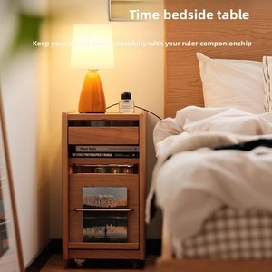 Comodino con comodino stretto in legno di ciliegio, <span class=keywords><strong>piccolo</strong></span> <span class=keywords><strong>mobile</strong></span> in legno massello, mobili per <span class=keywords><strong>soggiorno</strong></span> - Product Image 2
