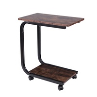 Petite table basse multifonctionnelle minimale en bois antique avec roulettes pour le salon et la chambre à coucher