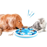 Assiette interactive rotative pour chien en plastique écologique avec bouton BB, pour une alimentation lente, anti-fuite, portable, utilisation automatique en intérieur