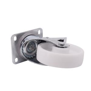 Roulettes industrielles modernes robustes en nylon blanc, avec frein pivotant, sans trace, de 3, 4, 5, 6 et 8 pouces, avec supports - Product Image 6