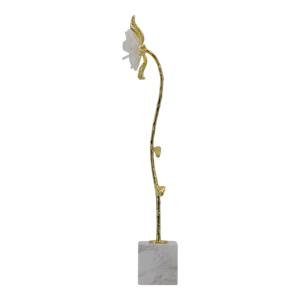 Statuetta di fiore con base in marmo per decorazioni casa e ufficio, scultura d'accento da tavolo per soggiorno e bagno - Product Image 3