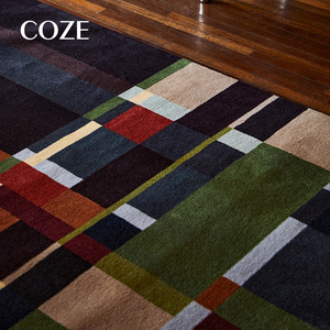 Tapis en laine mélangée à boucles rayées de 11 mm d'épaisseur pour salon et hôtel, écologique et antidérapant - Product Image 5