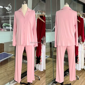 Ensemble de pyjama et de vêtements d'intérieur luxueux en modal doux et confortable pour femmes, avec logo ODM/OEM, manches longues, pyjama long pour femmes - Product Image 4