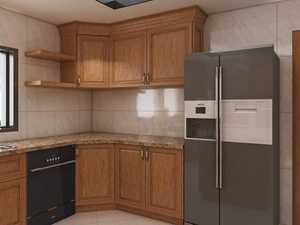 Muebles de Cocina Modernos de Madera con Encimera de Cuarzo, Fregadero de Acero Inoxidable y Amplio Almacenamiento para Apartamentos - Product Image 3