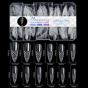 3D Soft Gel Almond False <b>Nail</b> Tips Half Cover ABS French Style <b>Nail</b> <b>Extension</b> for Fingers - Product Image 2