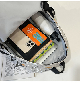 <b>Backpack</b> Women's Cool L Capacity Graffiti Men's Travel College Students Male Junior High School Students Schoolbag - Product Image 2