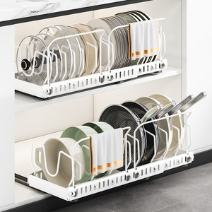 Étagère télescopique pour casseroles Sea Shark, en acier carbone, à fixation murale, pour organiser les casseroles et les couvercles - Product Image 1