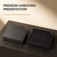 Boîte à tiroir en papier noir personnalisé de luxe, emballage vide rigide avec insert en mousse pailletée pour bijoux et accessoires