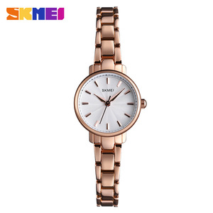 Skmei Women's Quartz Watch Rose Gold Stainless Steel Band 8mm Thin Analog Dial Water Resistant 30M Fashion Bracelet Watch - Product Image 1
