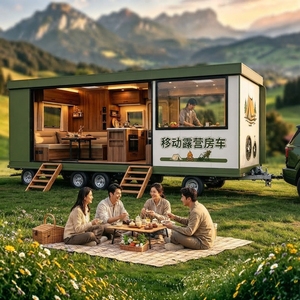 Casa Mobile Rimorchiabile per Glamping e <span class=keywords><strong>Campeggio</strong></span>, Mini Casa Prefabbricata, Caravan Modulare RV con Parete <span class=keywords><strong>in</strong></span> Vetro, Novità 2026-2027 - Product Image 1