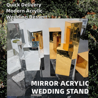 Décorations de mariage modernes, très demandées : Colonne carrée en acrylique effet miroir, guide d'allée, socle pour table de gâteaux et desserts, support à fleurs