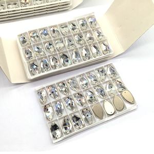 1 boîte d'emballage en gros dos plat en verre Paradise Shine Teardrop cristal coudre sur strass avec trous - Product Image 5