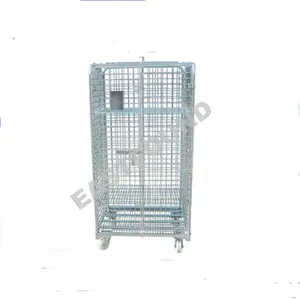 Customized Steel Zinc Laundry Rolling Trolley Cart galvanized metal industrial warehouse heavy duty logistics trolley