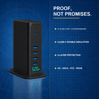 Chargeur GaN 520W multi-ports 8 ports avec écran, 4C PD100W 4A QC30W, PPS PD QC, charge rapide pour ordinateur portable et appareil photo